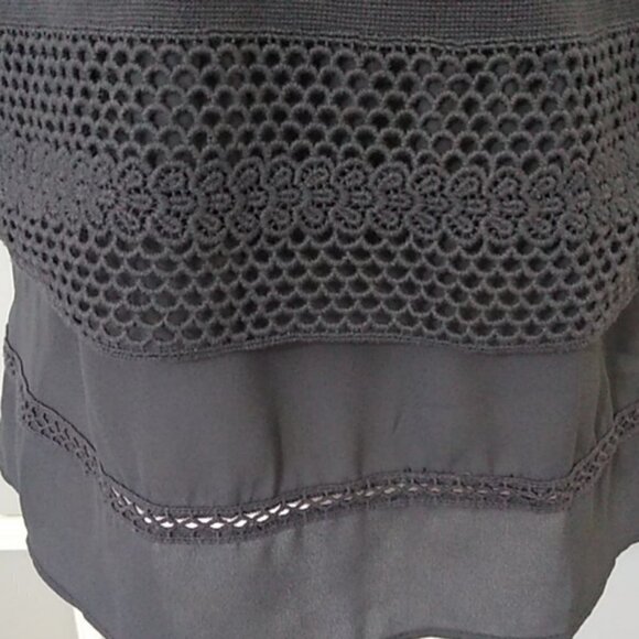 LOFT Gray Laser Cut Layered 3/4 Sleeve Cotton Sweater - Picture 4 of 11